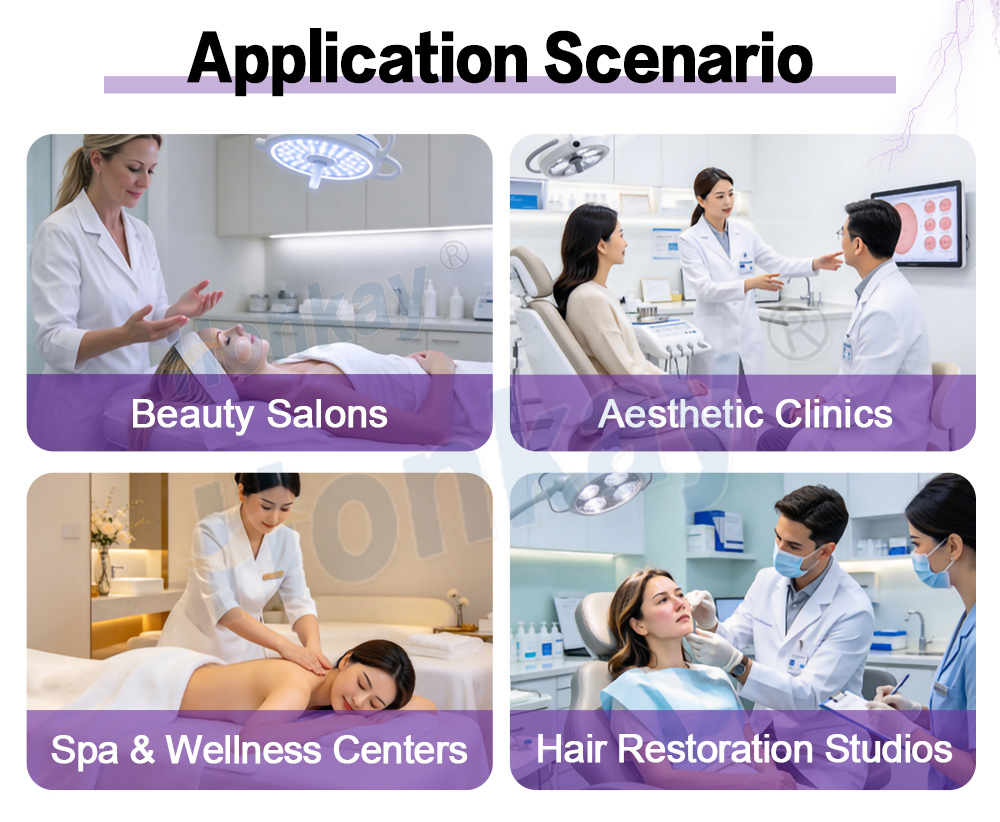 Four business settings using the plasma machine: salon, clinic, spa and hair studio