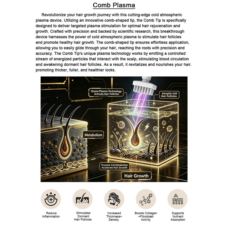 comb plasma principle for scalp treatment routines